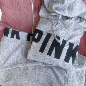 PINK Victoria's Secret Gray Track Pants & Hoodie Set